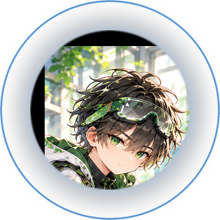 锎锔品牌 IP 形象「九八」:Q 版科研少年,棕发绿瞳,护目镜推在额前,穿迷彩实验外套;圆形观察窗里他微微前倾、目光专注,窗外一圈冷蓝光晕缓缓呼吸,一道冷蓝高光自上而下扫过。