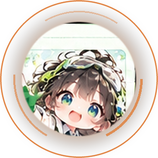 锎锔品牌 IP 形象「九六」：Q 版科研少女，棕发绿瞳，戴护目镜与绿色手套；圆形观察窗里她仰头举起一只戴手套的手掌向外，窗外一圈赭橙色光晕随之呼吸，三道暖色弧线绕窗流转。